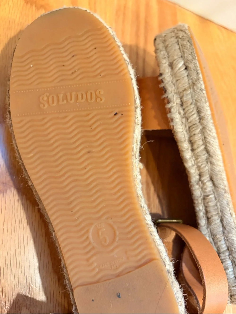 Soludos Tan Leather Ankle-Strap Espadrille Sandals